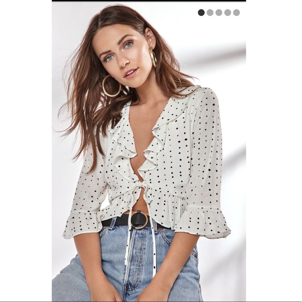 Lost+Wander Dottie Ruffle Tie Top NWT
